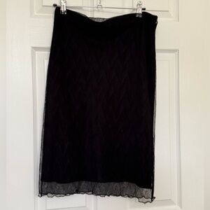 Vintage H&M Hennes Collection Black Crinkle Mesh Midi Skirt – Size M